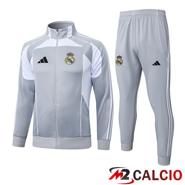 Insieme Tuta Calcio - Giacca Real Madrid Bianco 2025/2026 Insieme Tuta Calcio - Giacca Real Madrid Bianco 2025/2026