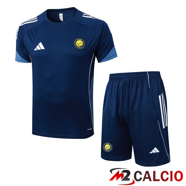Insieme T Shirt Allenamento Al-Nassr FC + Pantaloncini Blu Reale 2025/2026 Insieme T Shirt Allenamento Al-Nassr FC + Pantaloncini Blu Reale 2025/2026