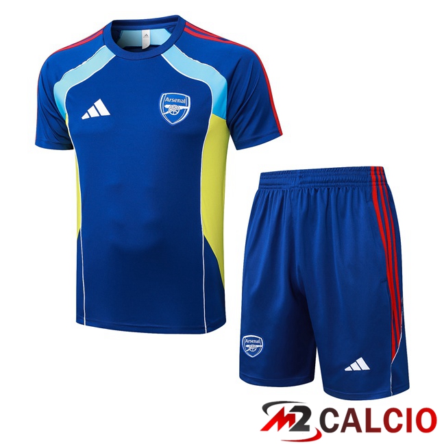 Insieme T Shirt Allenamento Arsenal + Pantaloncini Blu 2025/2026 Insieme T Shirt Allenamento Arsenal + Pantaloncini Blu 2025/2026