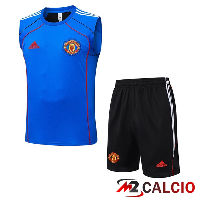 Canotta Allenamento Manchester United + Pantaloncini Blu 2025/2026 Canotta Allenamento Manchester United + Pantaloncini Blu 2025/2026