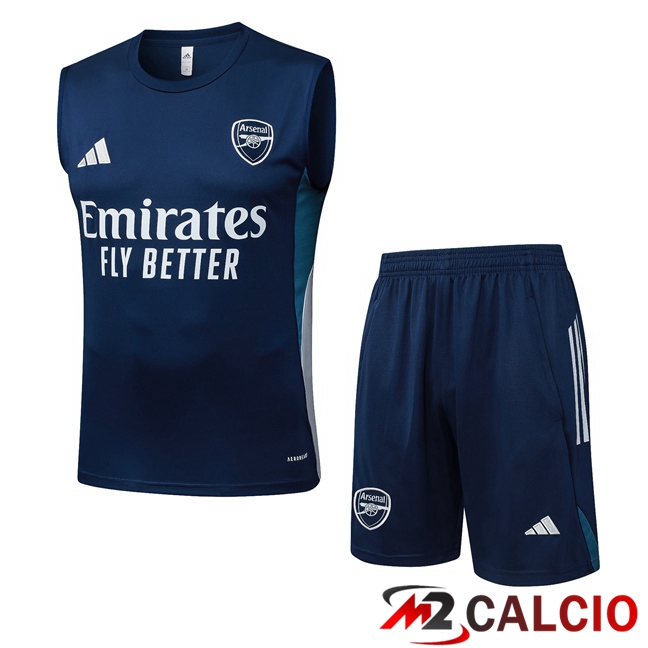 Canotta Allenamento Arsenal + Pantaloncini Blu Reale 2025/2026 Canotta Allenamento Arsenal + Pantaloncini Blu Reale 2025/2026
