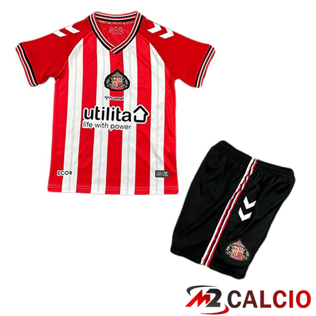 Maglie Calcio Sunderland AFC Bambino Prima Rosso Bianco 2025/2026