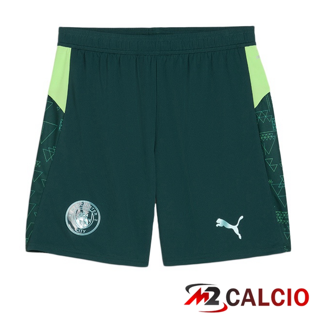 Pantaloncini Calcio Manchester City Quarto Verde 2025/2026 Pantaloncini Calcio Manchester City Quarto Verde 2025/2026