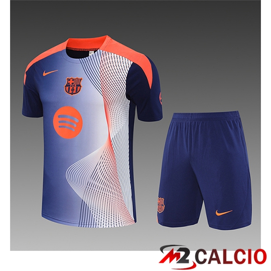 Insieme T Shirt Allenamento FC Barcellona Bambino Blu/Arancia 2025/2026 Insieme T Shirt Allenamento FC Barcellona Bambino Blu/Arancia 2025/2026