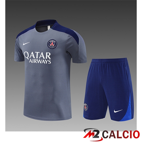 T Shirt Allenamento PSG Bambino Grigio/Blu 2025/2026 T Shirt Allenamento PSG Bambino Grigio/Blu 2025/2026