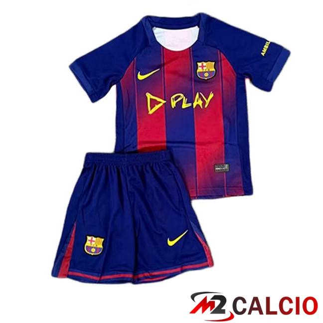 Maglie Calcio FC Barcellona Bambino Prima PLAY Blu Rosso 2025/2026 Maglie Calcio FC Barcellona Bambino Prima PLAY Blu Rosso 2025/2026