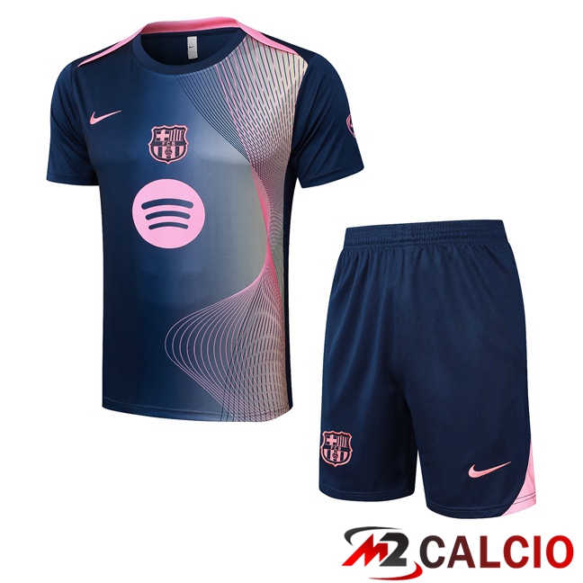 Insieme T Shirt Allenamento FC Barcellona + Pantaloncini Rosa Blu Reale 2025/2026 Insieme T Shirt Allenamento FC Barcellona + Pantaloncini Rosa Blu Reale 2025/2026