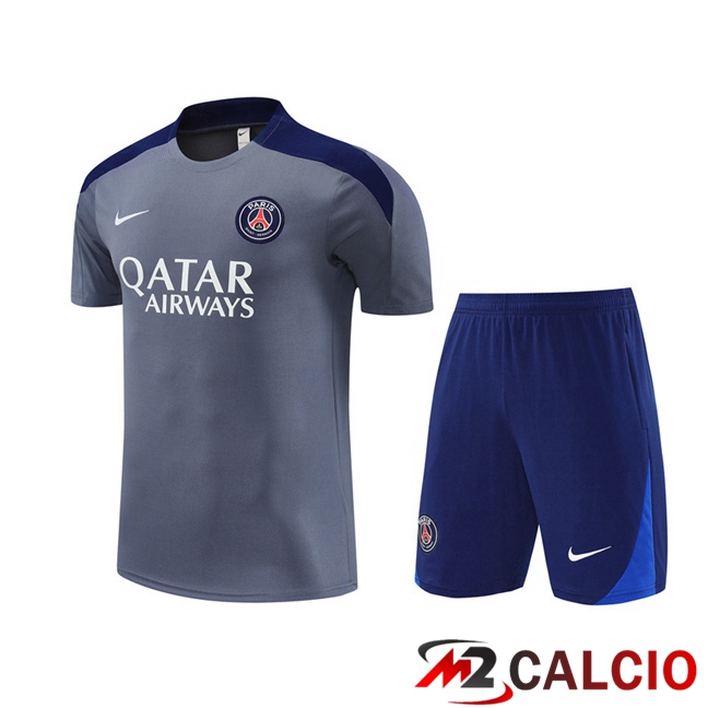 Insieme T Shirt Allenamento Paris PSG + Pantaloncini Grigio 2025/2026 Insieme T Shirt Allenamento Paris PSG + Pantaloncini Grigio 2025/2026