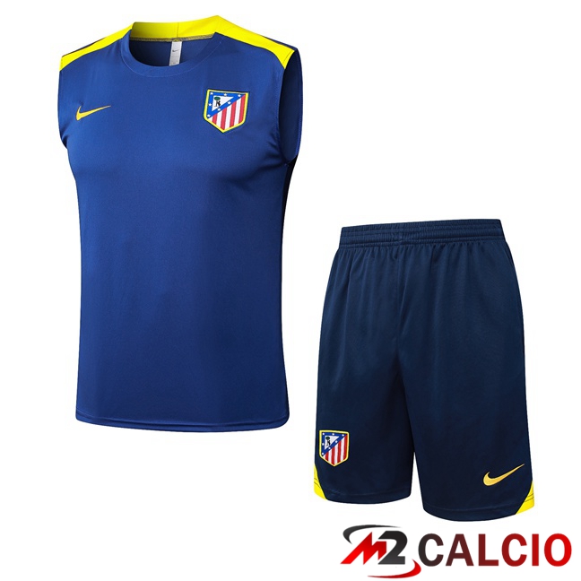 Canotta Allenamento Atletico Madrid + Pantaloncini Blu Reale 2025/2026 Canotta Allenamento Atletico Madrid + Pantaloncini Blu Reale 2025/2026