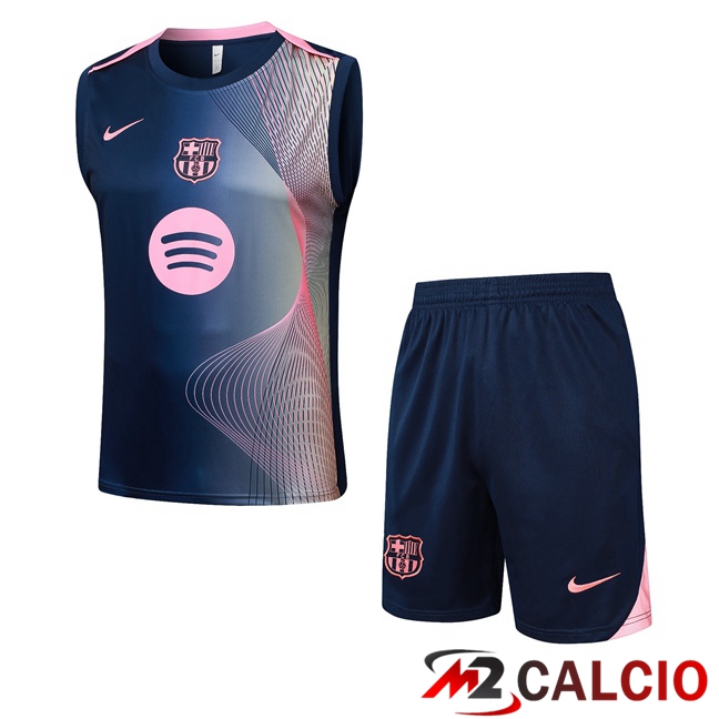 Canotta Allenamento FC Barcellona + Pantaloncini Rosa Blu Reale 2025/2026 Canotta Allenamento FC Barcellona + Pantaloncini Rosa Blu Reale 2025/2026