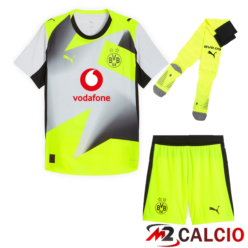 Insieme Maglie Calcio BVB Dortmund Seconda (Pantaloncini + Calzini) 2025/2026 Insieme Maglie Calcio BVB Dortmund Seconda (Pantaloncini + Calzini) 2025/2026