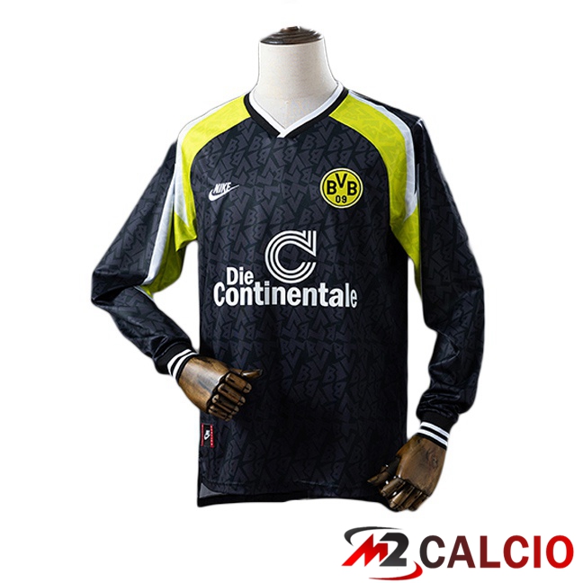 Maglie Calcio Dortmund BVB Retro Seconda Manica Lunga Nero 1995-1996 Maglie Calcio Dortmund BVB Retro Seconda Manica Lunga Nero 1995-1996