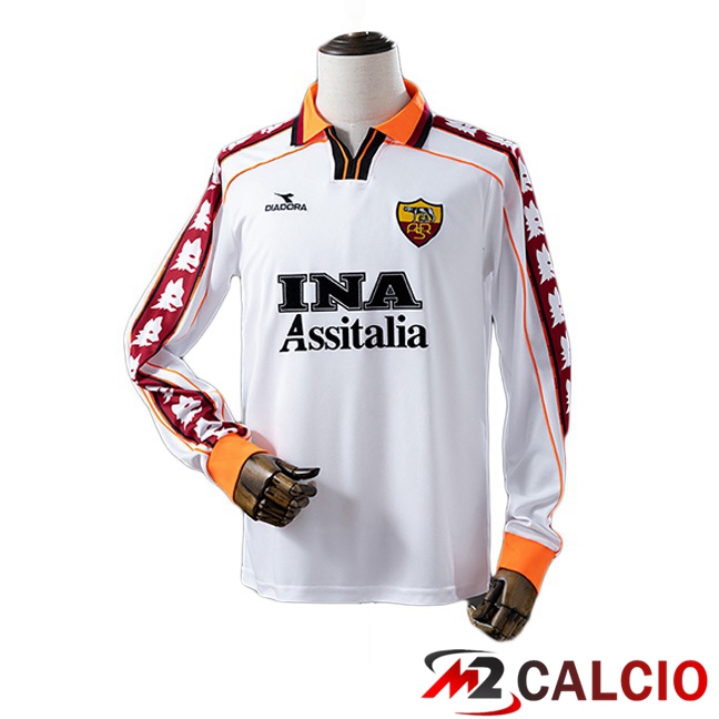 Maglie Calcio AS Roma Retro Seconda Manica Lunga Bianco 1998-1999 Maglie Calcio AS Roma Retro Seconda Manica Lunga Bianco 1998-1999