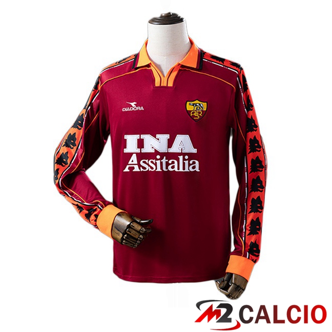 Maglie Calcio AS Roma Retro Prima Manica Lunga Rosso 1998-1999 Maglie Calcio AS Roma Retro Prima Manica Lunga Rosso 1998-1999