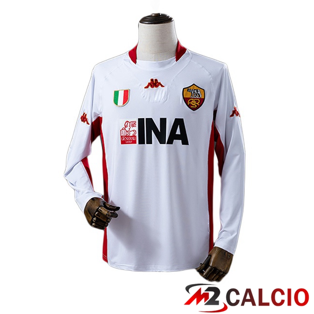 Maglie Calcio AS Roma Retro Seconda Manica Lunga Bianco 2001-2002 Maglie Calcio AS Roma Retro Seconda Manica Lunga Bianco 2001-2002