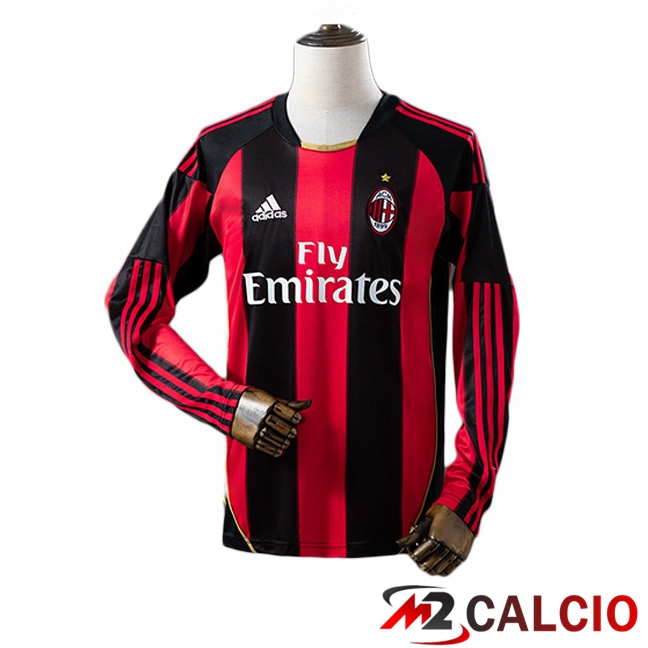 Maglie Calcio AC Milan Retro Prima Manica Lunga Rosso Nero 2010-2011 Maglie Calcio AC Milan Retro Prima Manica Lunga Rosso Nero 2010-2011
