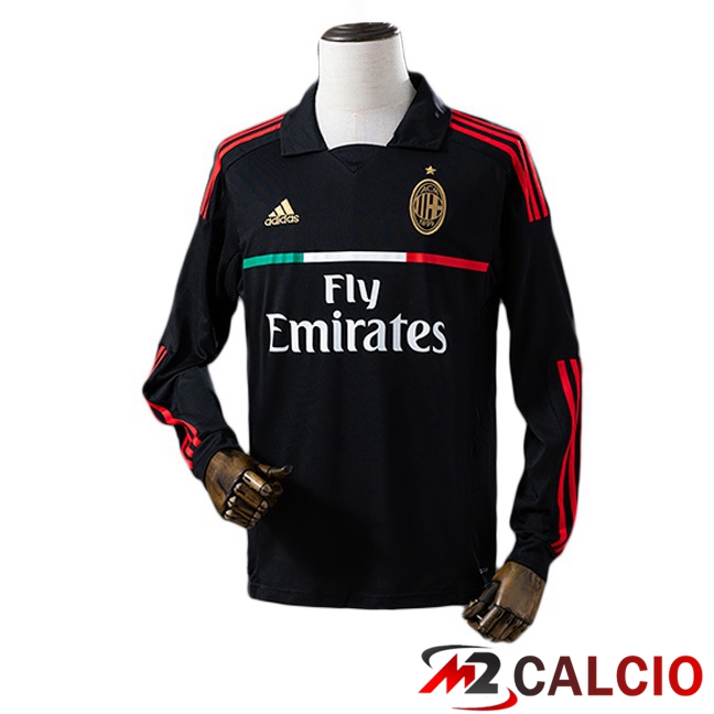 Maglie Calcio AC Milan Retro Terza Manica Lunga Nero 2011-2012 Maglie Calcio AC Milan Retro Terza Manica Lunga Nero 2011-2012