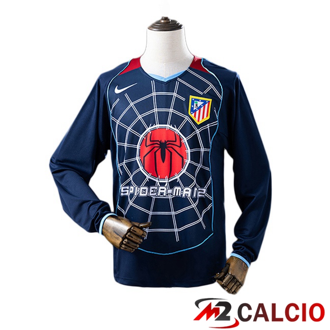 Maglie Calcio Atletico Madrid Retro Seconda Manica Lunga Blu Reale 2004-2005 Maglie Calcio Atletico Madrid Retro Seconda Manica Lunga Blu Reale 2004-2005
