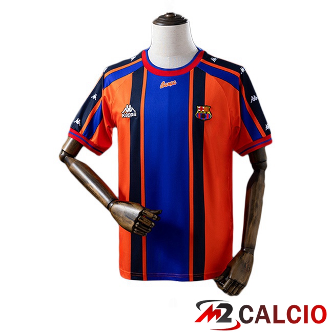 Maglie Calcio FC Barcellona Retro Seconda Blu Arancia 1997-1998 Maglie Calcio FC Barcellona Retro Seconda Blu Arancia 1997-1998