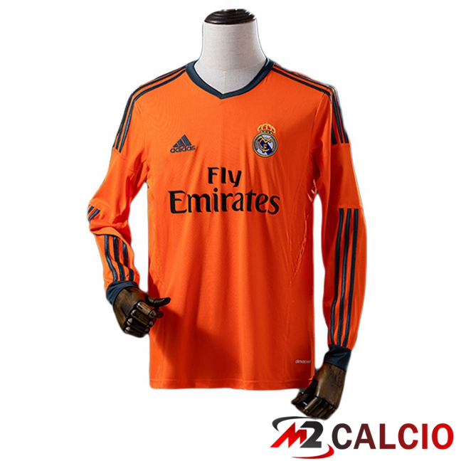 Maglie Calcio Real Madrid Retro Terza Manica Lunga Arancia 2013-2014 Maglie Calcio Real Madrid Retro Terza Manica Lunga Arancia 2013-2014