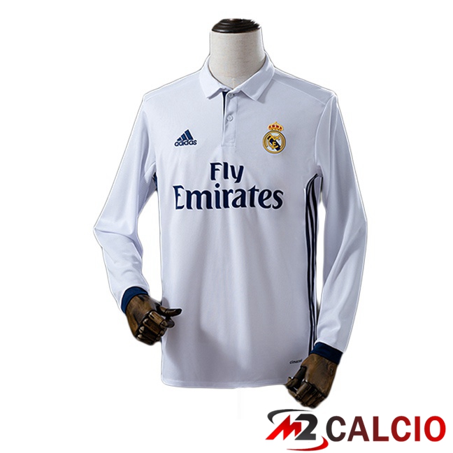 Maglie Calcio Real Madrid Retro Prima Manica Lunga Bianco 2016-2017 Maglie Calcio Real Madrid Retro Prima Manica Lunga Bianco 2016-2017