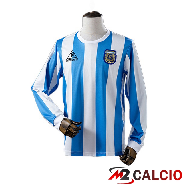 Maglie Calcio Argentina Retro Prima Manica Lunga Blu Bianco 1986 Maglie Calcio Argentina Retro Prima Manica Lunga Blu Bianco 1986
