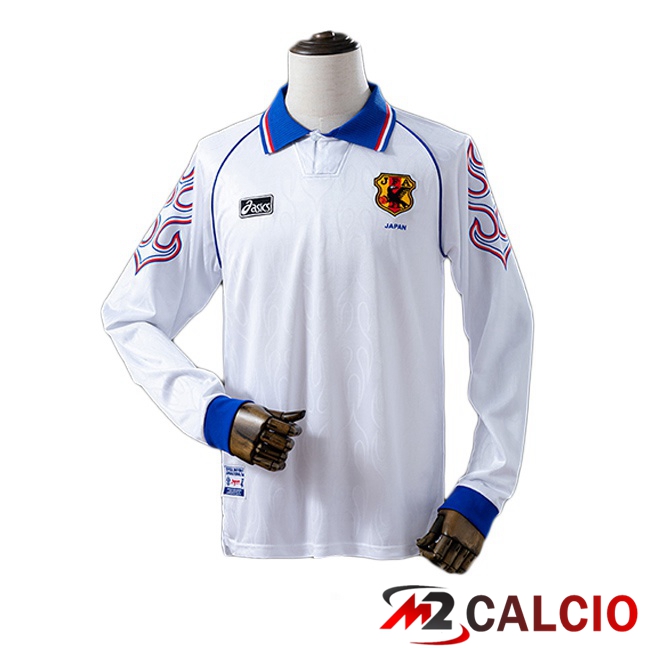 Maglie Calcio Giappone Retro Seconda Manica Lunga Bianco 1998 Maglie Calcio Giappone Retro Seconda Manica Lunga Bianco 1998