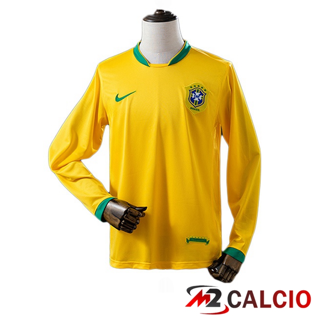 Maglie Calcio Brasile Retro Prima Manica Lunga Giallo 2006 Maglie Calcio Brasile Retro Prima Manica Lunga Giallo 2006
