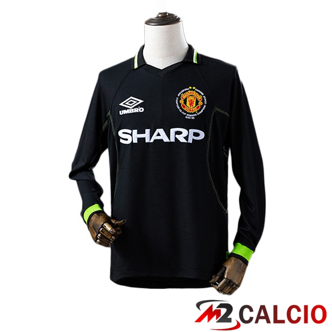 Maglie Calcio Manchester United Retro Portiere Manica Lunga Nero 1998-1999 Maglie Calcio Manchester United Retro Portiere Manica Lunga Nero 1998-1999