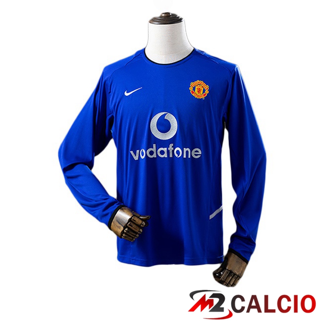 Maglie Calcio Manchester United Retro Terza Manica Lunga Blu 2002-2003 Maglie Calcio Manchester United Retro Terza Manica Lunga Blu 2002-2003