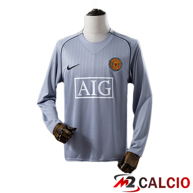 Maglie Calcio Manchester United Retro Portiere Manica Lunga Grigio 2007-2008 Maglie Calcio Manchester United Retro Portiere Manica Lunga Grigio 2007-2008