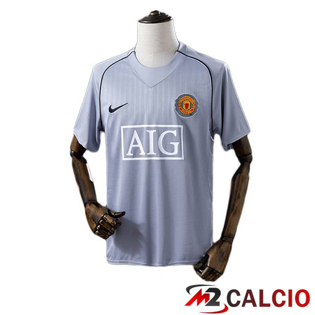 Maglie Calcio Manchester United Retro Portiere Grigio 2007-2008 Maglie Calcio Manchester United Retro Portiere Grigio 2007-2008