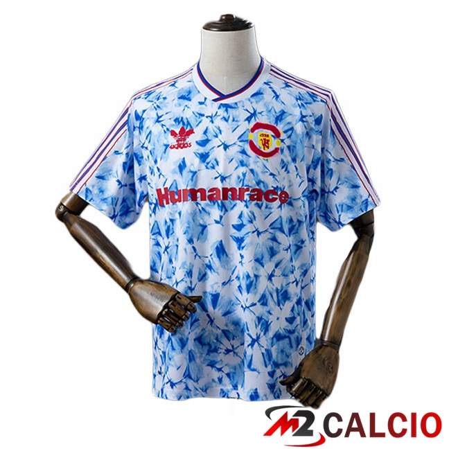 Maglie Calcio Manchester United Human Race Retro Edizione Speciale Blu Bianco 2020-2021 Maglie Calcio Manchester United Human Race Retro Edizione Speciale Blu Bianco 2020-2021