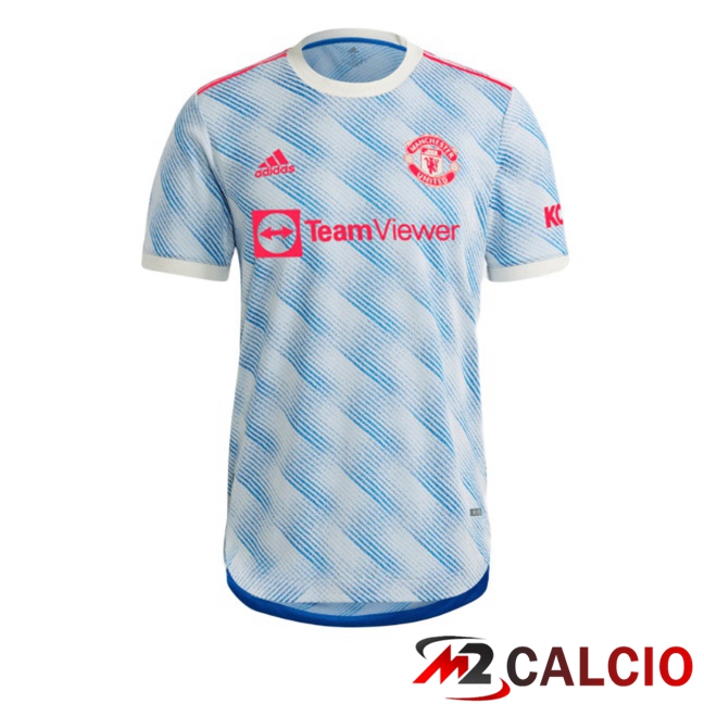 Maglie Calcio Manchester United Retro Seconda Blu Bianco 2021-2022 Maglie Calcio Manchester United Retro Seconda Blu Bianco 2021-2022
