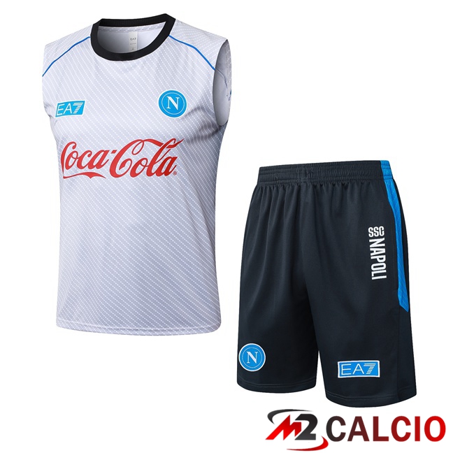 Canotta Allenamento SSC Napoli + Pantaloncini Bianco 2025/2026 Canotta Allenamento SSC Napoli + Pantaloncini Bianco 2025/2026