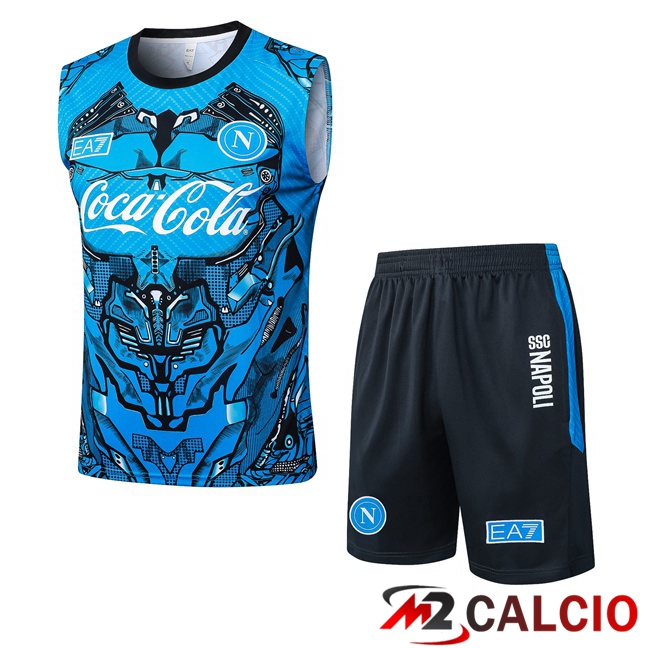 Canotta Allenamento SSC Napoli + Pantaloncini Blu 2025/2026 Canotta Allenamento SSC Napoli + Pantaloncini Blu 2025/2026