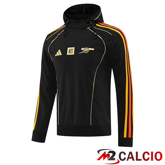 Felpa Con Cappuccio Arsenal Nero 2025/2026 Felpa Con Cappuccio Arsenal Nero 2025/2026