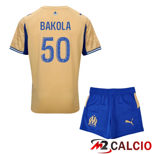 Maglie Calcio Marsiglia OM (BAKOLA 50) Bambino Quarto Giallo 2025/2026