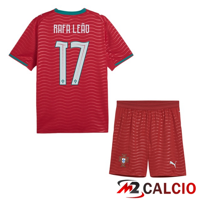 Maglie Calcio Portogallo (Rafa Leão 17) Bambino Prima Rosso 2026/2027