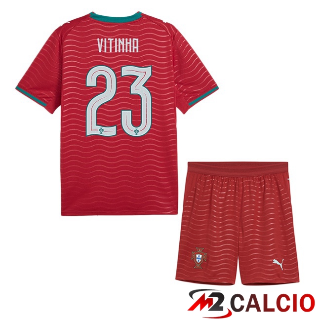 Maglie Calcio Portogallo (Vitinha 23) Bambino Prima Rosso 2026/2027 Maglie Calcio Portogallo (Vitinha 23) Bambino Prima Rosso 2026/2027