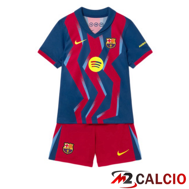Maglie Calcio FC Barcellona Bambino Quarto Blu Rosso 2025/2026