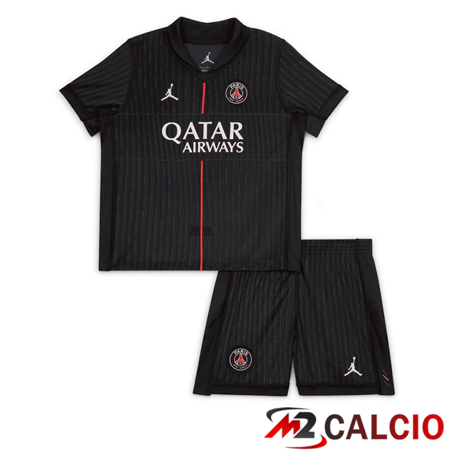 Maglie Calcio Paris PSG Bambino Quarto Nero 2025/2026 Maglie Calcio Paris PSG Bambino Quarto Nero 2025/2026