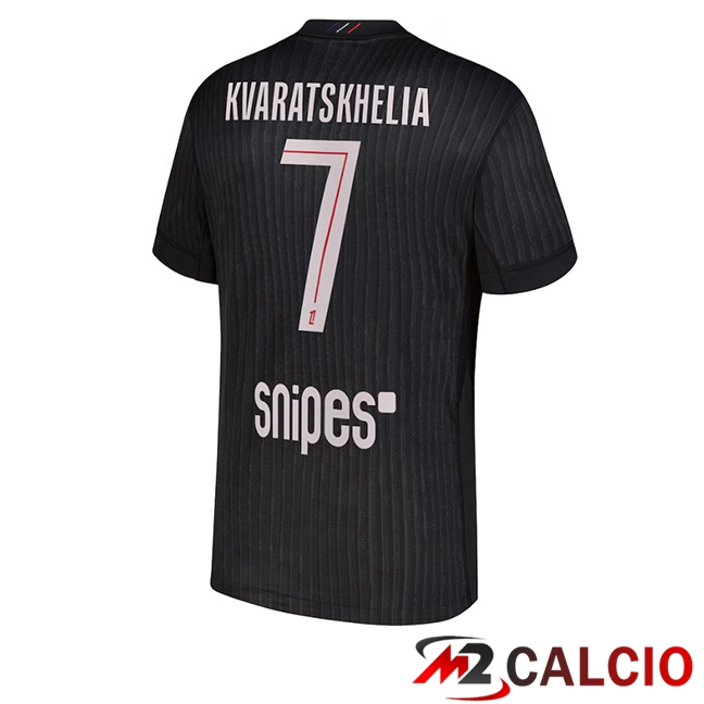Maglie Calcio Paris PSG (Kvaratskhelia 7) Quarto Nero 2025/2026