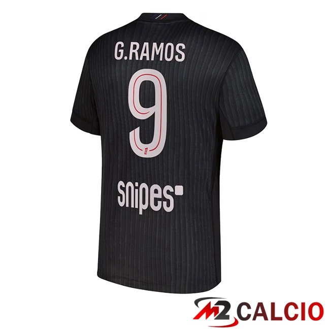 Maglie Calcio Paris PSG (G. Ramos 9) Quarto Nero 2025/2026 Maglie Calcio Paris PSG (G. Ramos 9) Quarto Nero 2025/2026