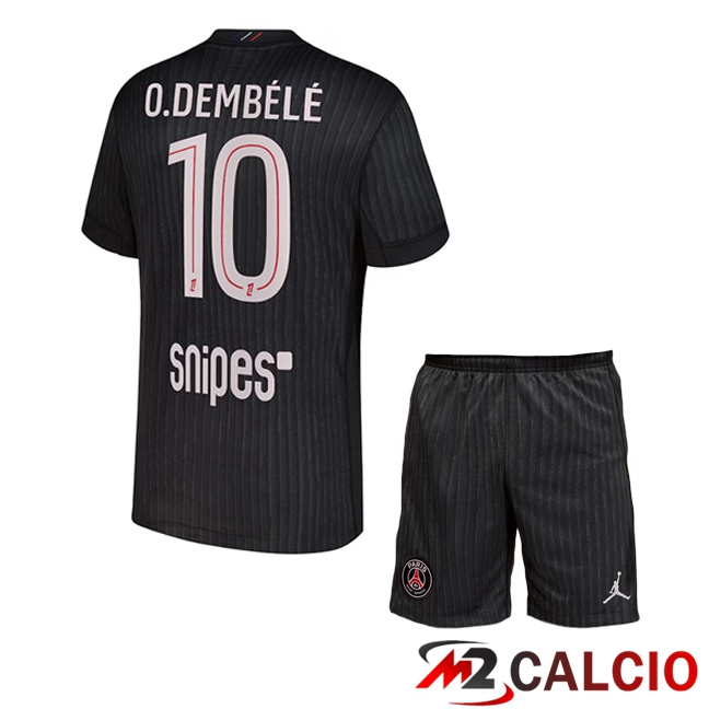 Maglie Calcio Paris PSG (O. Dembélé 10) Bambino Quarto Nero 2025/2026