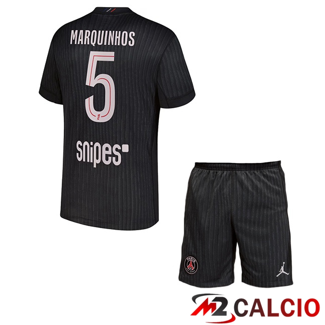Maglie Calcio Paris PSG (Marquinhos 5) Bambino Quarto Nero 2025/2026