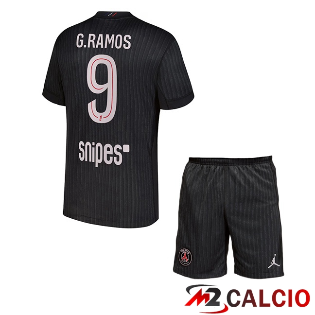 Maglie Calcio Paris PSG (G. Ramos 9) Bambino Quarto Nero 2025/2026