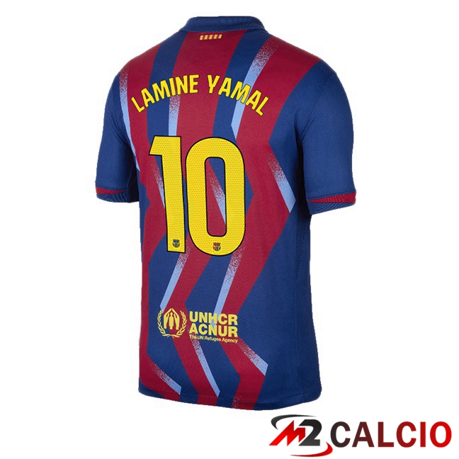 Maglie Calcio FC Barcellona (LAMINE YAMAL 10) Quarto Blu Rosso 2025/2026 Maglie Calcio FC Barcellona (LAMINE YAMAL 10) Quarto Blu Rosso 2025/2026