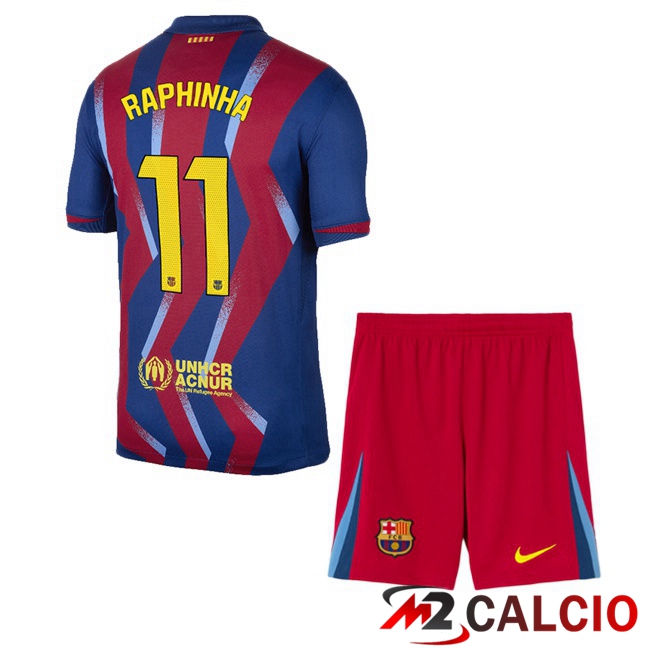 Maglie Calcio FC Barcellona (RAPHINHA 11) Bambino Quarto Blu Rosso 2025/2026