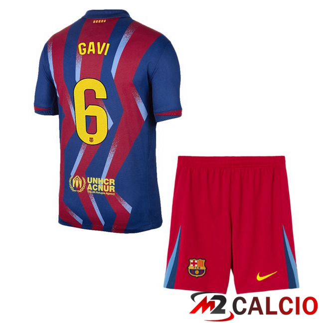 Maglie Calcio FC Barcellona (GAVI 6) Bambino Quarto Blu Rosso 2025/2026